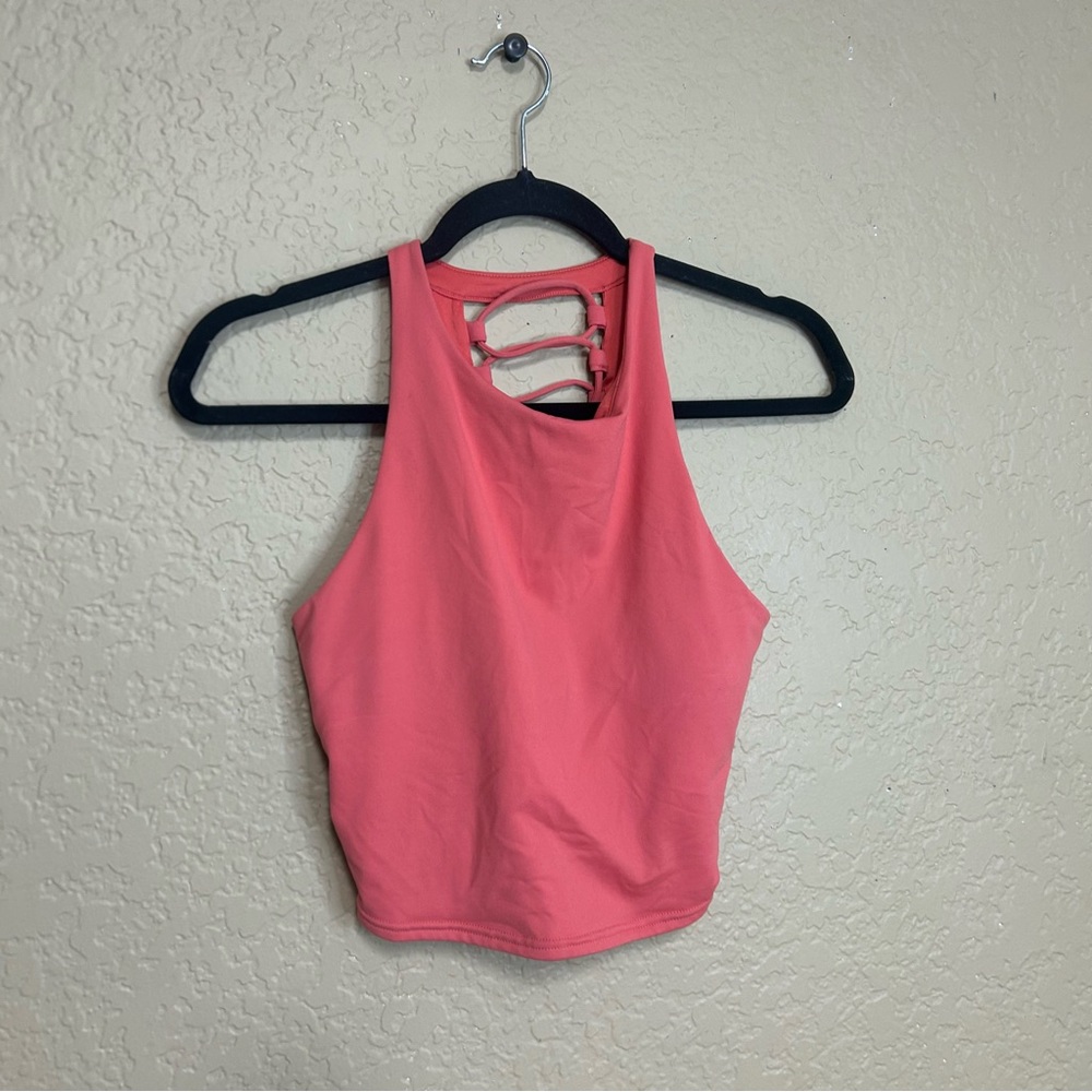 Alo shoelace long tank bra size medium peachy pink color - Picture 3 of 8
